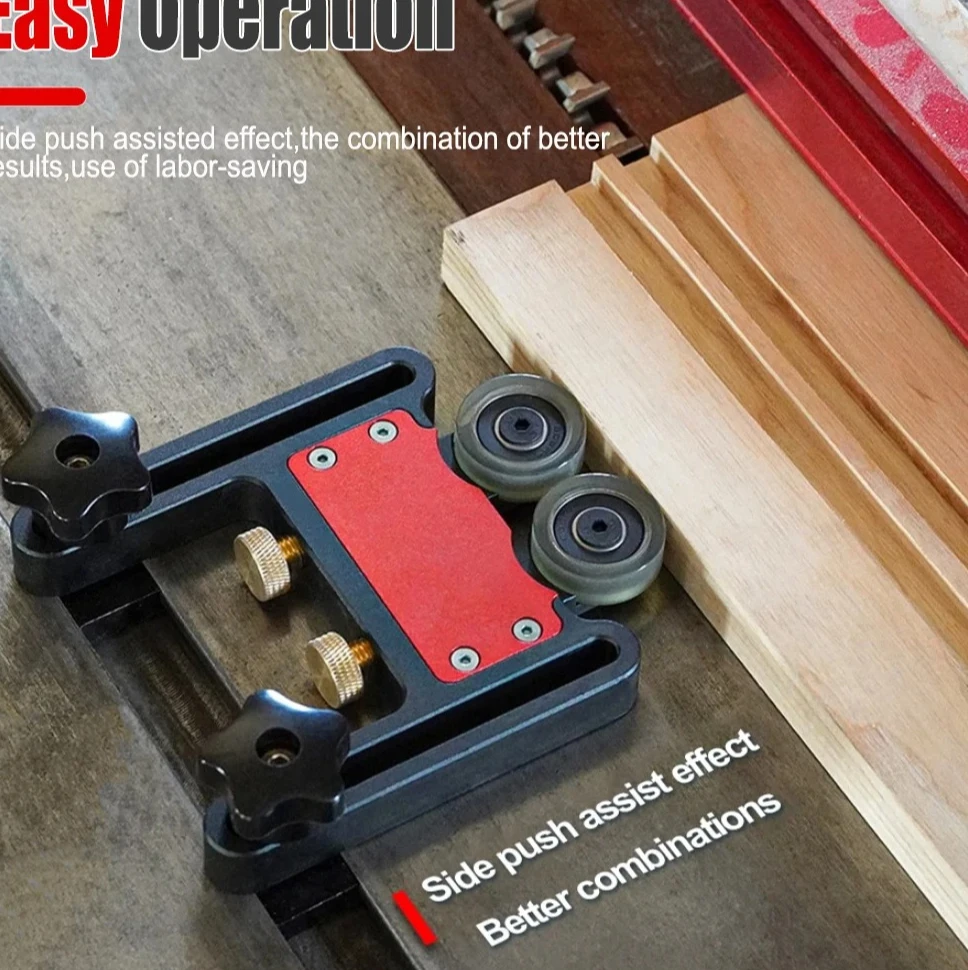 

Bearing Feeder Roller for Table Saws, Pressing Guide Board fits T-Track Fence, Woodworking Feed Roller Assembly Tool