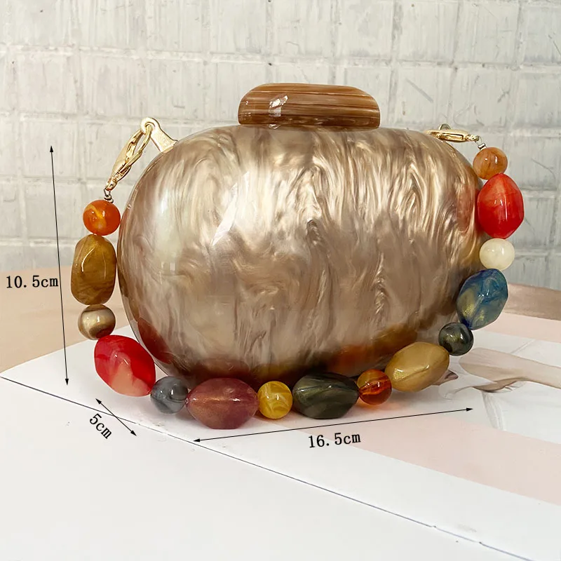 Goose Egg Clutch Oval Acrylic Bags Pearl Evening Bag Wedding Party Bride Handbag Purses Women Shoulder Bags Wallet Dropshipping