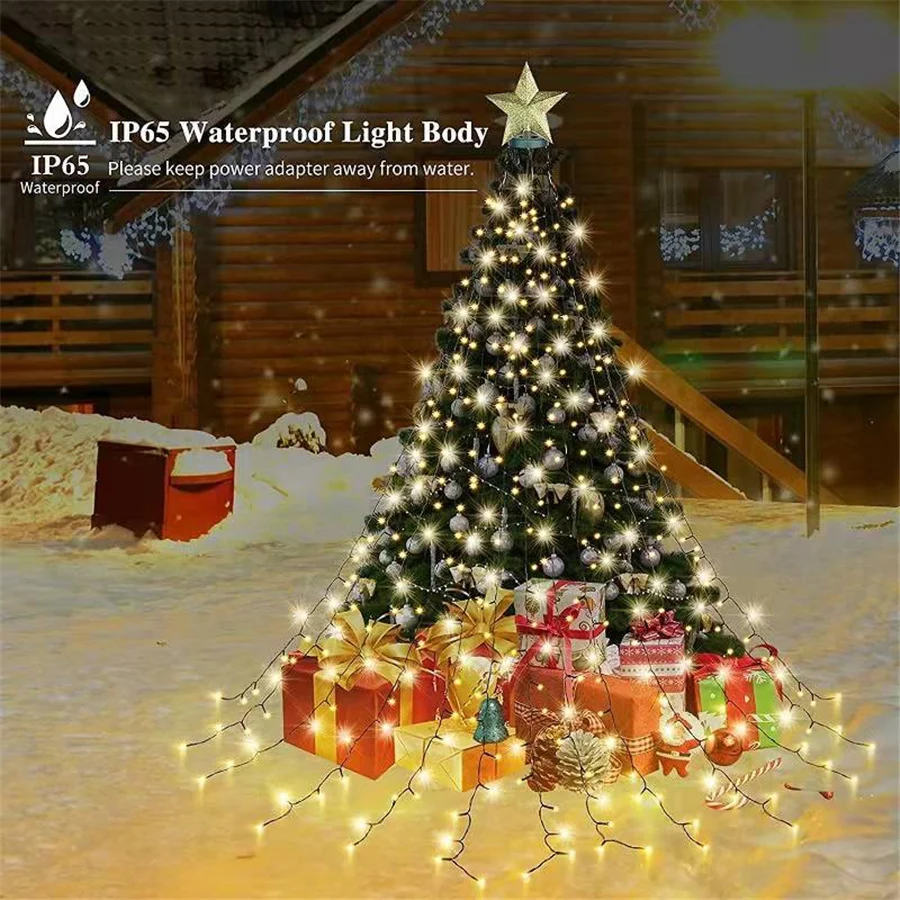 2023 New LED Christmas Tree Decor String Lights Outdoor Waterproof 8 Modes Fairy Lights Garland for Garden Wedding Party Decor