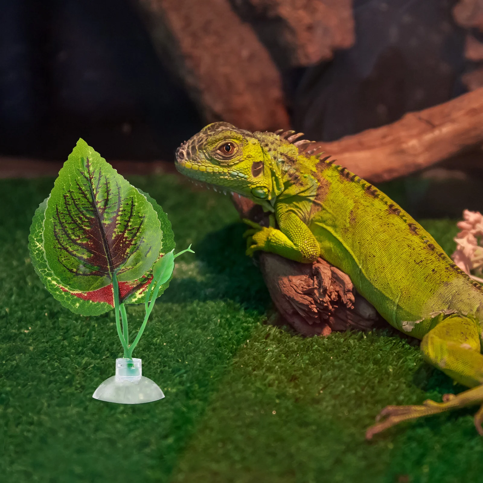 

4pcs Artificial Plant Decoration Reptile Tank Leaves Simulated Hiding Spots for Gecko Lizard Amphibians Habitat Ornament Easy