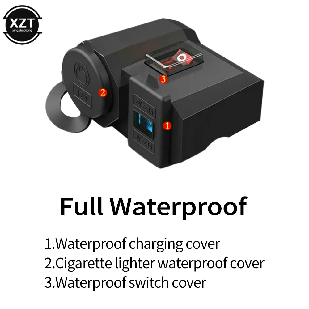Adaptador de 5V 2.1A, pantalla Digital, cargador para manillar de motocicleta, puerto USB Dual, enchufe para encendedor de cigar