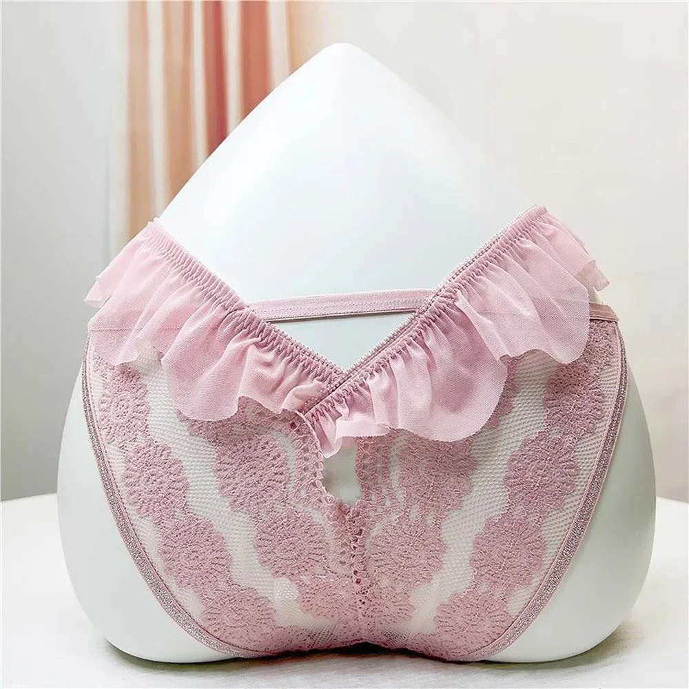 Dámské sexy krajkové spodní prádlo s volánkovým okrajem, bezešvé dámské tanga, lehké a pohodlné dámské spodní prádlo - náhled 2