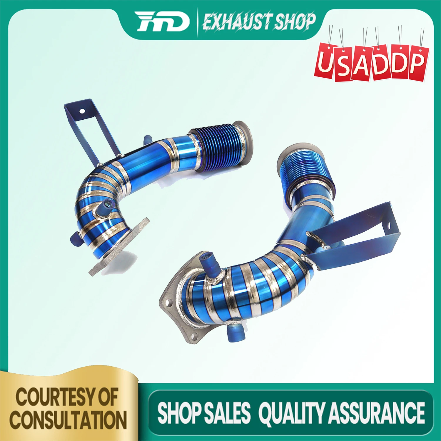

HMD Exhaust OPF TC4 downpipe for Audi R8 V10 Ti Baked blue Non-destructive installation High flow performance for car