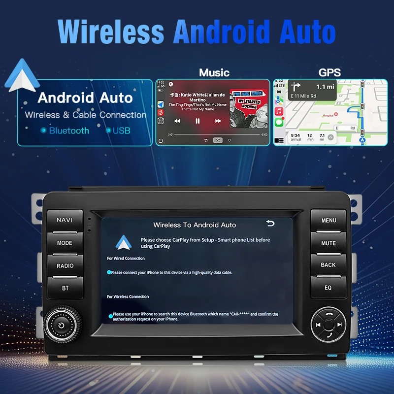 2025 7 بوصة لينكس سيارة ستيريو لاسلكي CarPlay أندرويد السيارات نظام تحديد المواقع FM DSP بلوتوث مشغل وسائط متعددة لبنز الذكية Fortwo