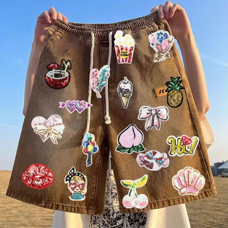 Iron On Patches for Clothes Yin Tao Clothing Stickers Fabric Sewing Embroidered Patch Thermal Adhesive Applique Fusible Badges