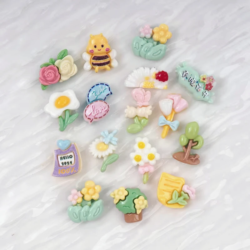 30/300pcs Mini Resin Cartoon Garden Series Nail Art DIY Craft Flatback Decor Making Manicure Hairwear Accessories Scrapbooking
