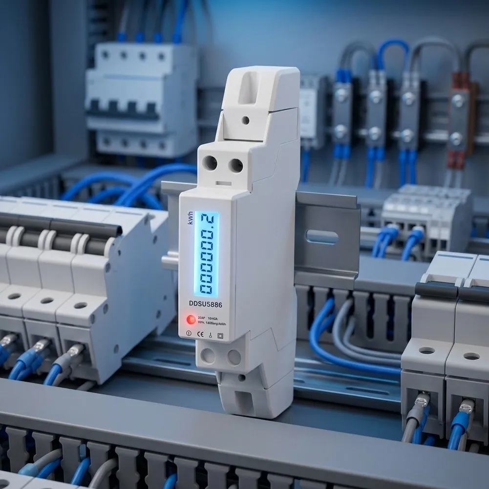 DDSU5886 1 Phase Energy Meter 220V 5(80) 1 Accuracy Designed for Compact Electrical Cabinets LCD Display with Backlight