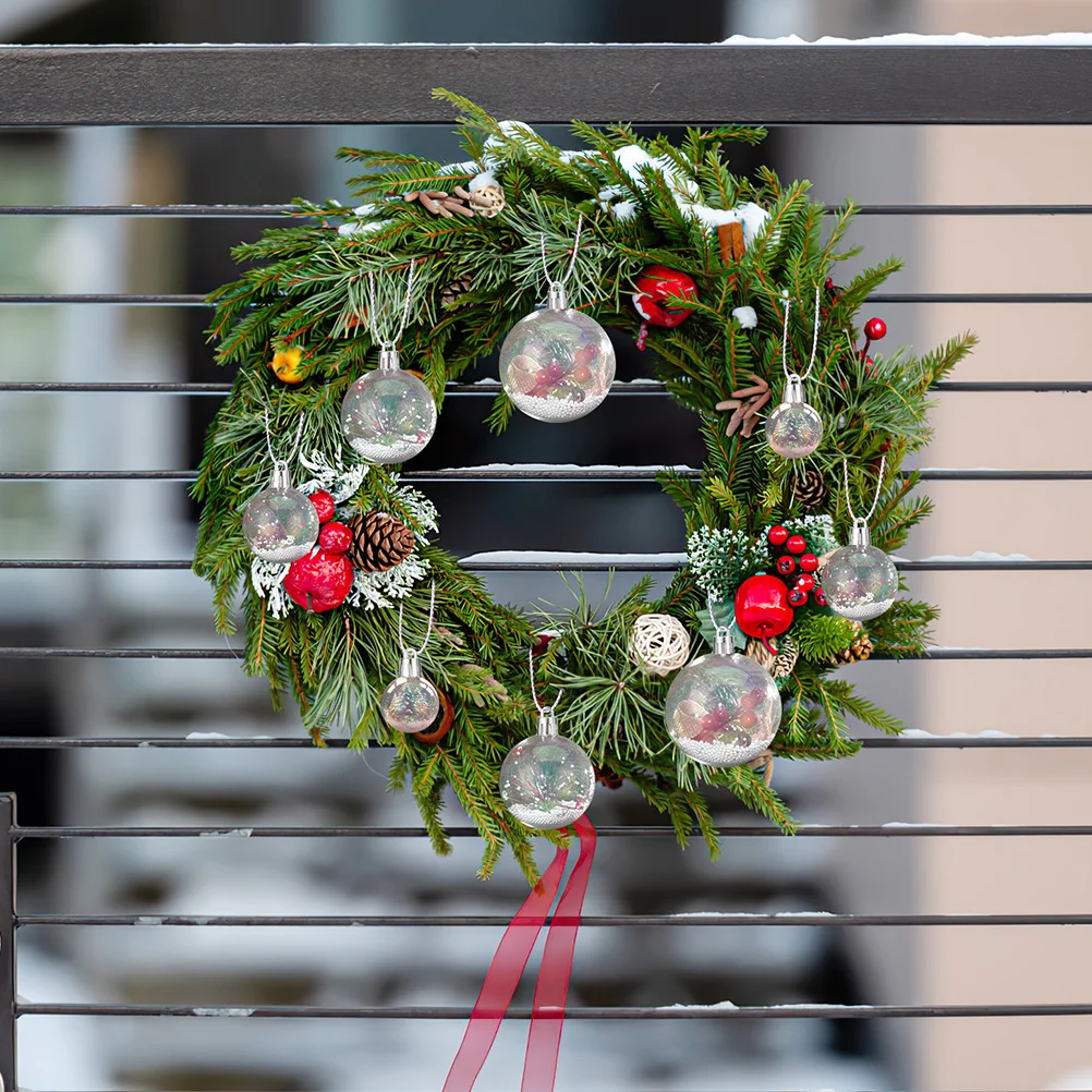 

40Pcs Decoration Ornament Balls Plastic Fillable Clear Iridescent Pendant for Christmas Tree Holiday Wedding Party DIY