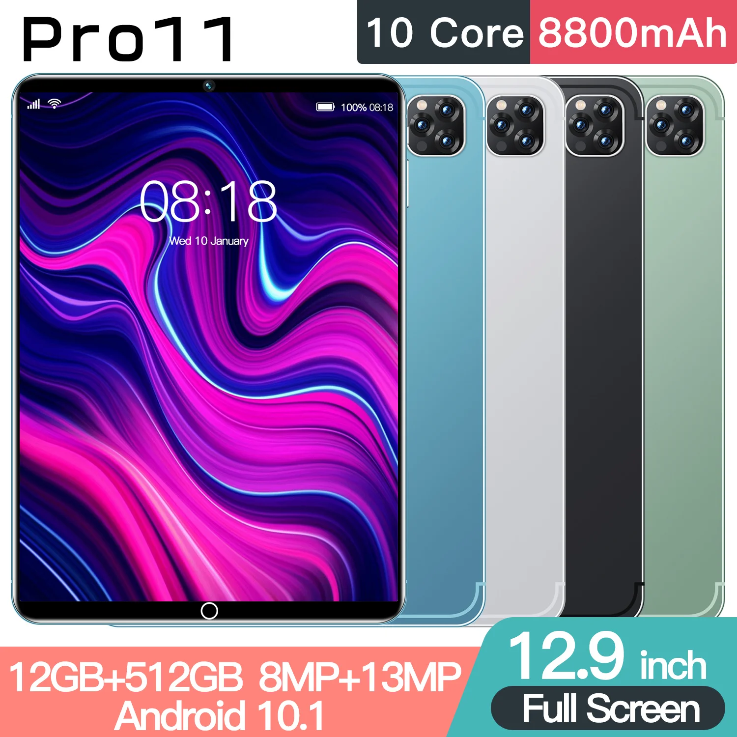 

New Appel Pro11 11-inch Android13 Tablet 12GB RAM 512GB ROM Bluetooth 5.0 5G GPS MTK6797 8Megapixel WiFi Popular Student Tablets