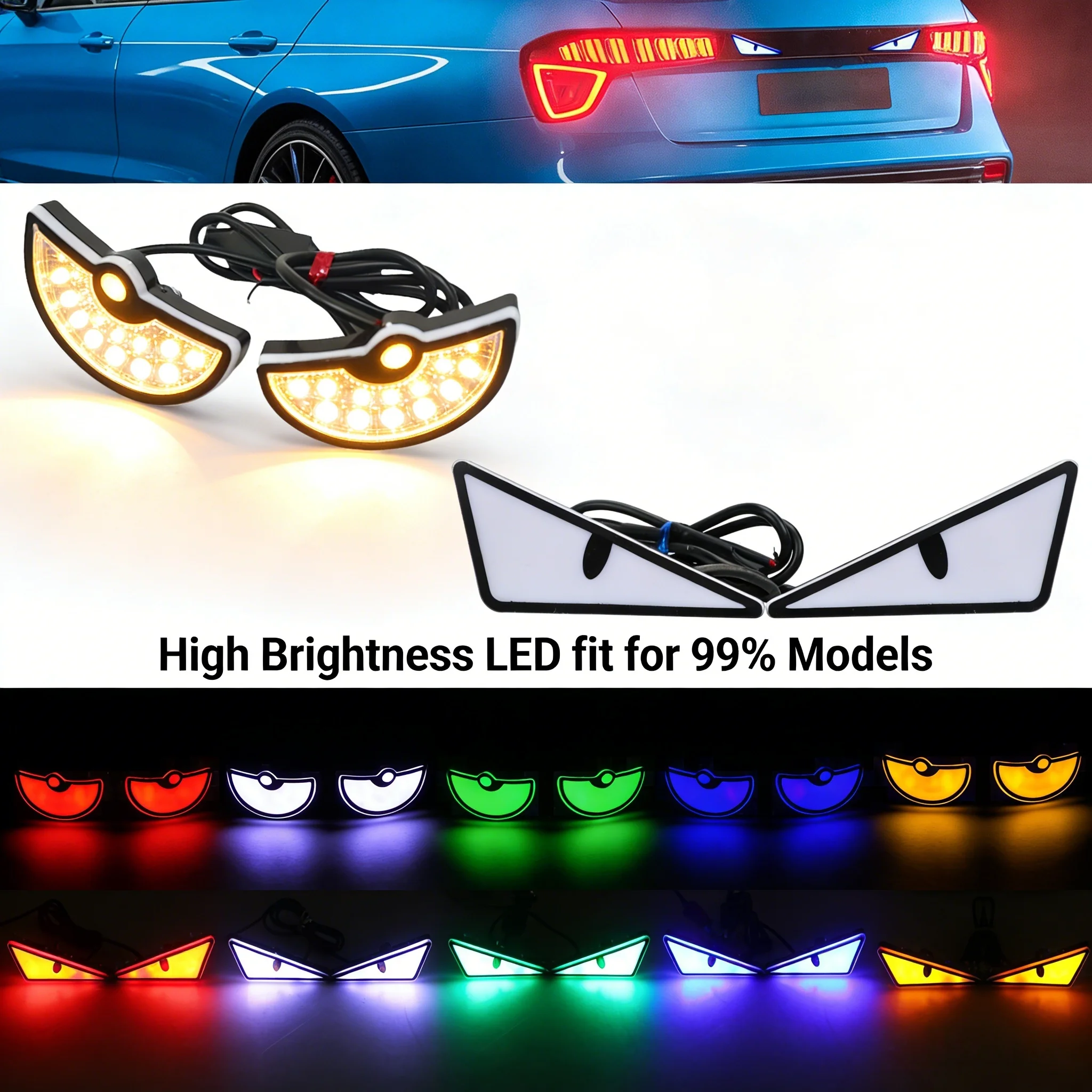 

Universal Led Devil Eyes Light Motorcycle Light Mini Turn Signal Rear Lamp Automatic Decoration Lights License Plate Light 2pcs