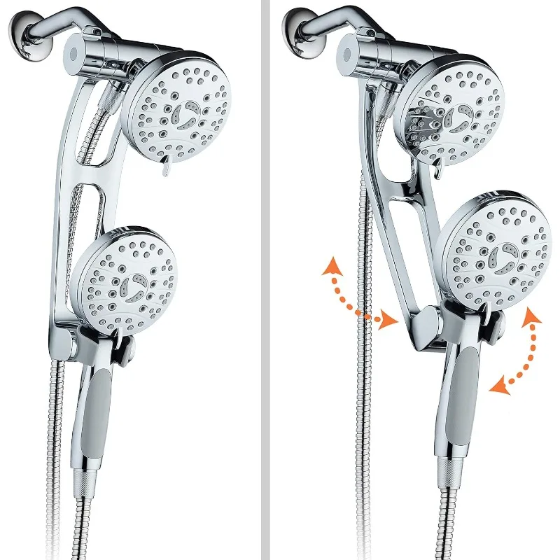 48-mode Luxury 3-way Combo with Adjustable Extension Arm – Dual Rain & Handheld Shower Head