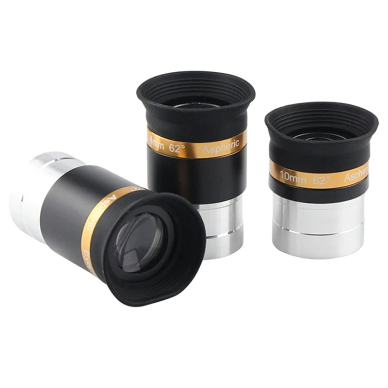 3PCS/SET 1.25 Inches 62 Degrees 4Mm 10Mm 23Mm Astronomical Telescope Aspheric Wide-Angle Eyepiece Combination Set