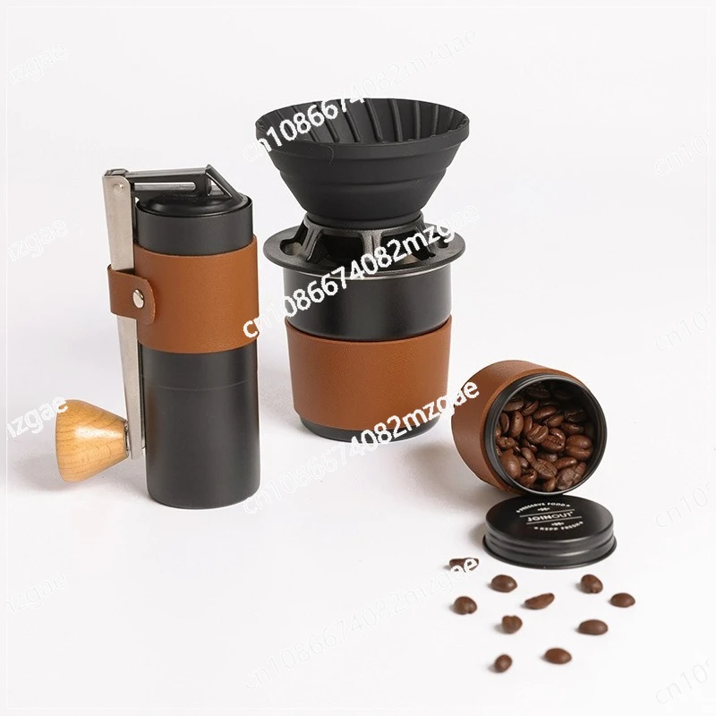 

Outdoor Camping Travel Portable Hand Brew Coffee Hand Crank Appliance Coffee Bean Storage Full Gift Box Coffee Set