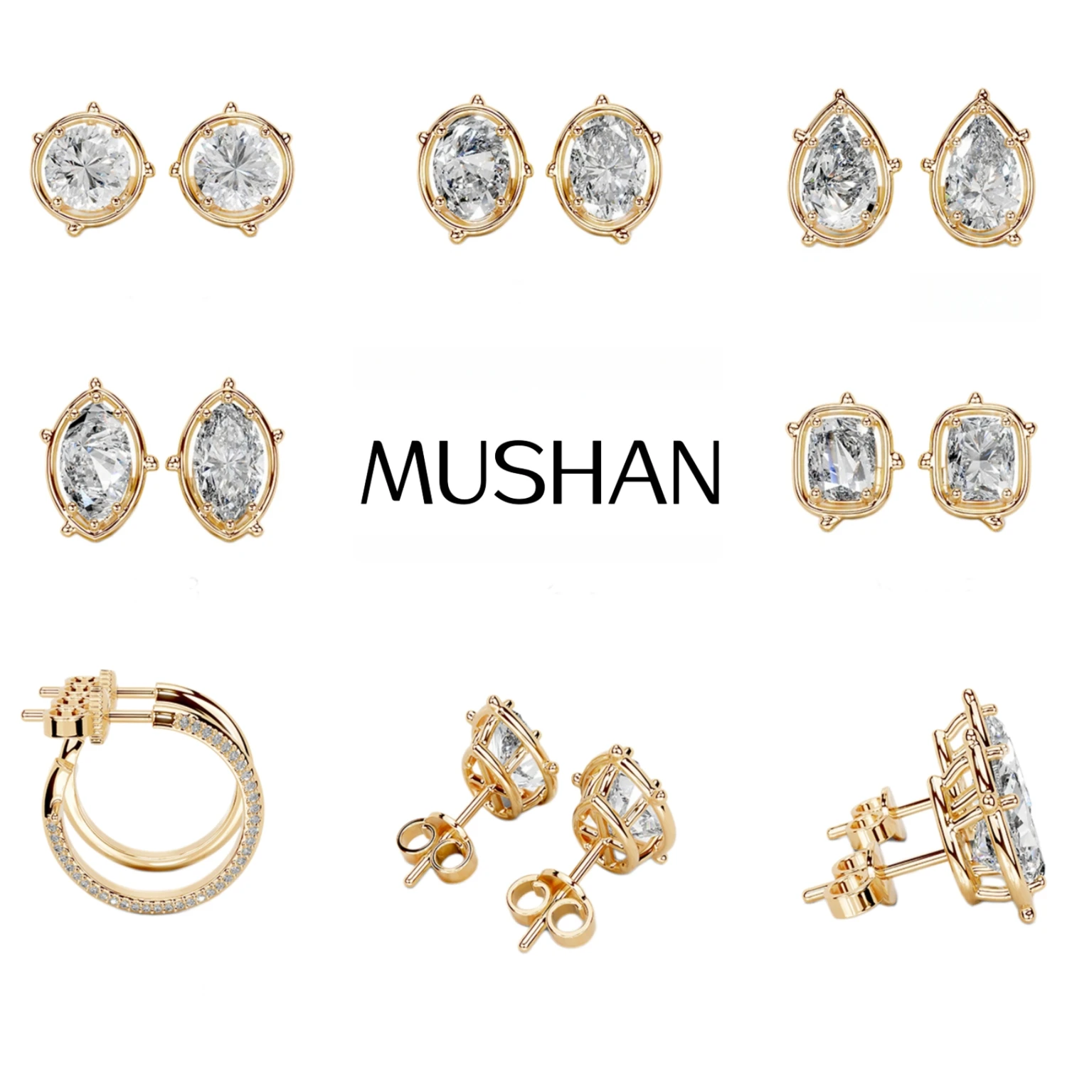 MuShan Brand Jewelry 925 Sterling Silver Stud Earrings 2ct Moissanite Diamond Dangle Earrings for Women MST Patent Fine Jewelry