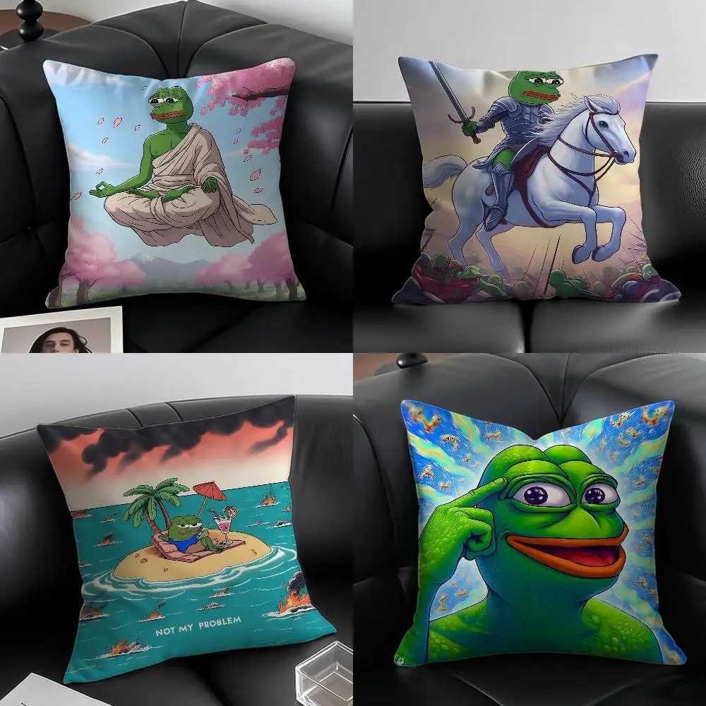

Funny P-Pepe The Frog Pillow Case Custom Printed Brushed Fleece Pillow, Baby Skin-Touch, Eco-Friendly Dye-Sublimation Cushion Fo