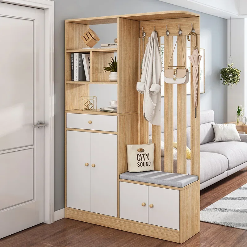 Moden Shoe Rack Storage Cabinet Wooden Furniture  divider cabinet designs Living room cabinet with coat racks