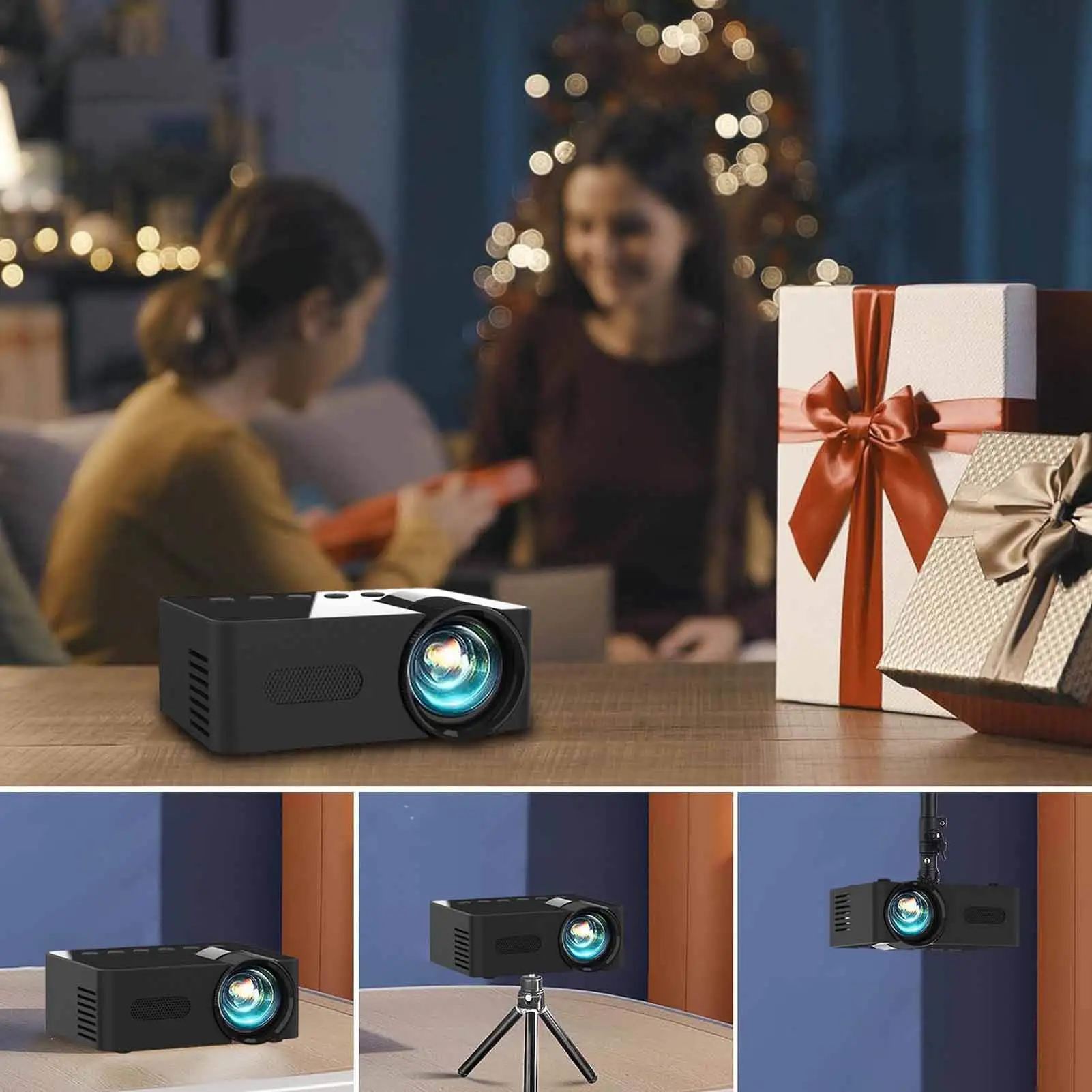 Proyektor Mini Multifungsi HD 1080P Proyektor Video Home Theater untuk Proyektor Portabel Dalam Ruangan dan Luar Ruangan