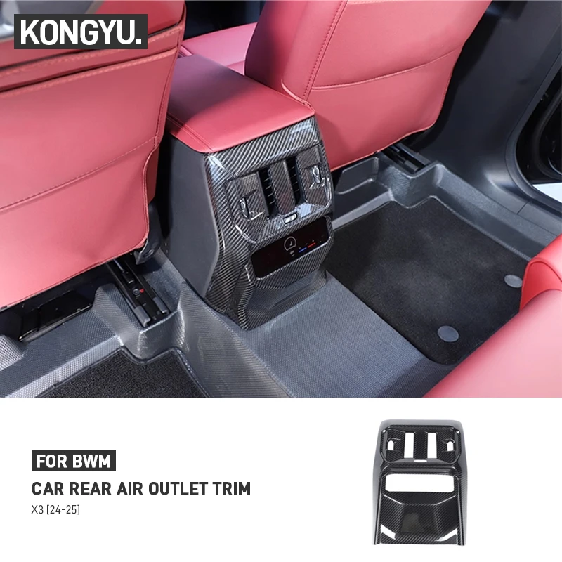

For BMW X3 G45 2024 2025 Real Dry Carbon Fiber Car Rear Center Control Air Vent Outlet Panel Trim Cover Decoration Accessories