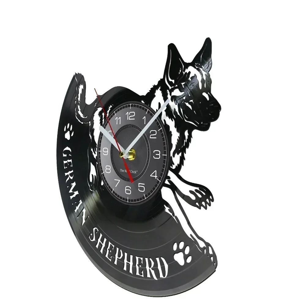 German Shepherd Laser Cut Longplay Wall Clock Vinyl Record Timepiece Shepherd Yeti Dog Breed Home Decor Silent Move Wall Watch