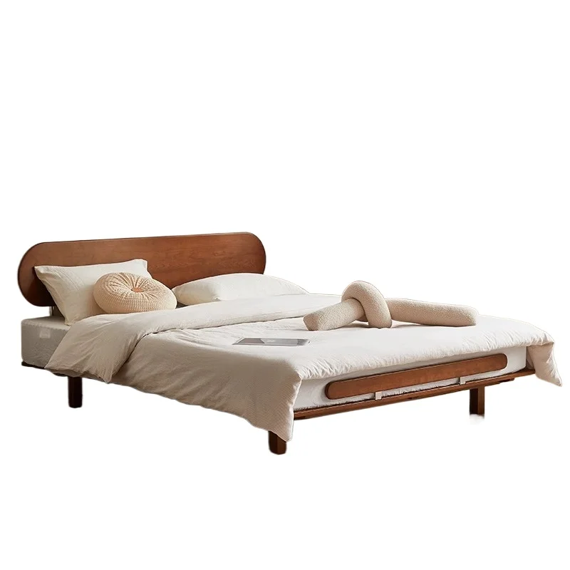 

Japanese-style cherry wood tatami bed 1.8 meters double bed simple modern master bedroom suspended bed medium antique