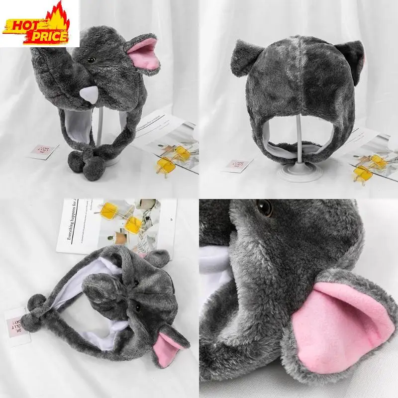 قبعة على شكل فيل من القطيفة، قبعة كريتر للجنسين، قبعة حرارية دافئة من القطيفة، مقاومة للبرد للبالغين والأطفال، مناسبة للوالدين