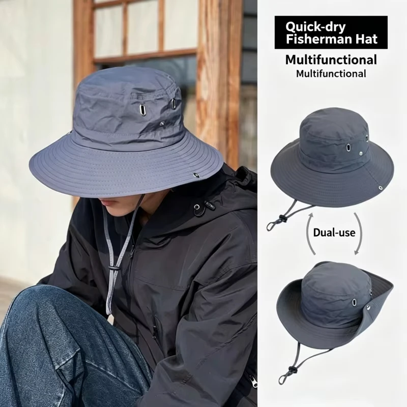 Neuer Sonnenschutz-Anglerhut, atmungsaktiver Mesh-Camping- und Wanderhut, Anti-UV-Sonnenhut, Bergsteigerhut, Herren-Panamahut