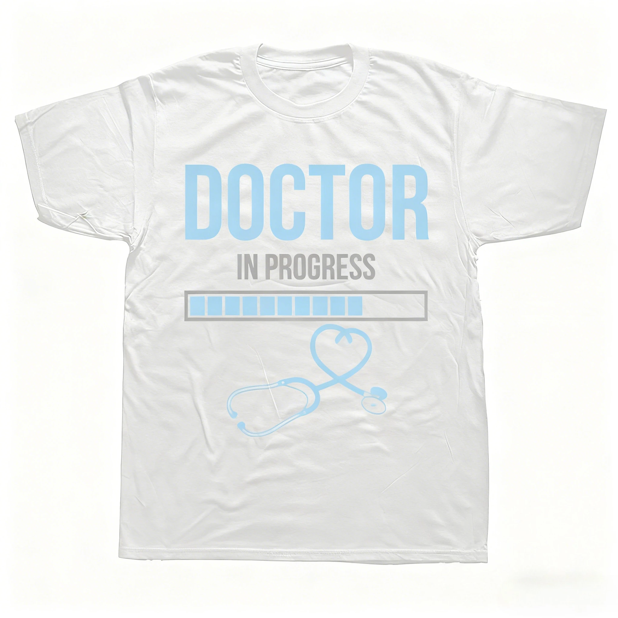 Doctor in Progress Loading Please Wait Stethoscope Medical Tee Tops Round Neck Short-Sleeve Tshirt Medical School T-shirts