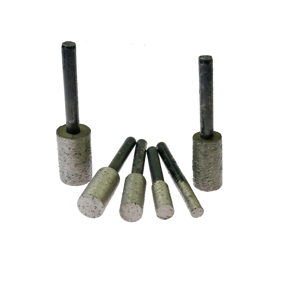 6 pieces OD 6-16mm Cylindrical Diamond Sintered Mounted Grinding Head for Stone Engraving Carving Grinding