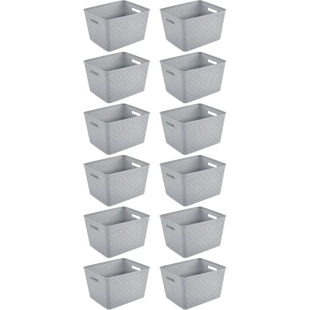 

12-Count Tall Plastic Storage Bins, Cement-Colored Baskets for Organization