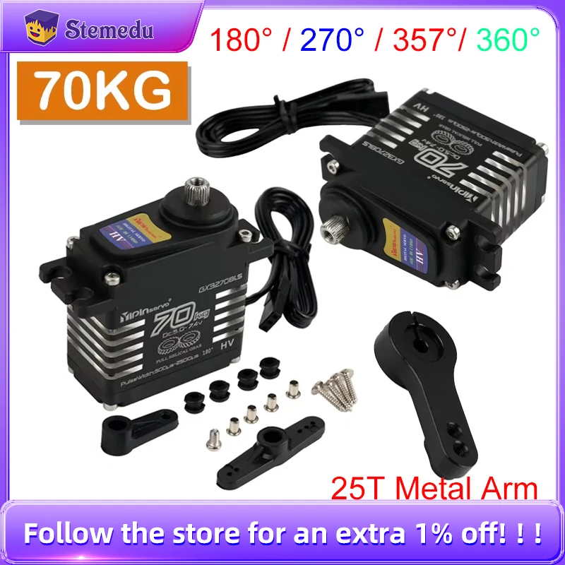 70Kg Digitale YP3270BLS RC Servo 180/270/360/357 Gradi Motore Brushless IP68 Acciaio Gear Servos 25T Braccio Per RC Auto Robot Crawler