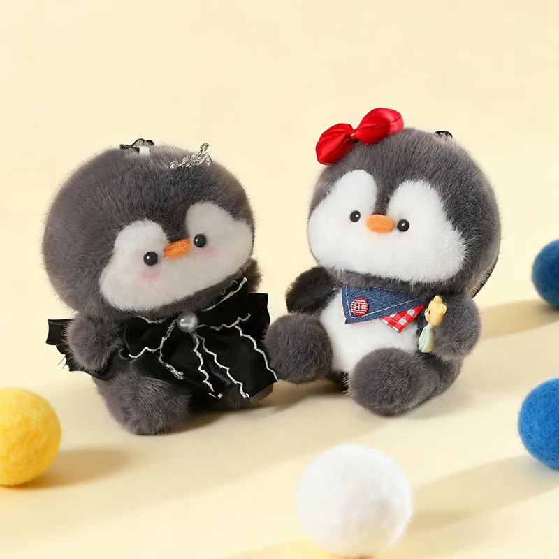 Penguin Family Series Plush Keychain 15cm Faux Mink Fur Cute Pendant Scented Stuffed Animal Bag Charm Removable Outfit for Girls view 4