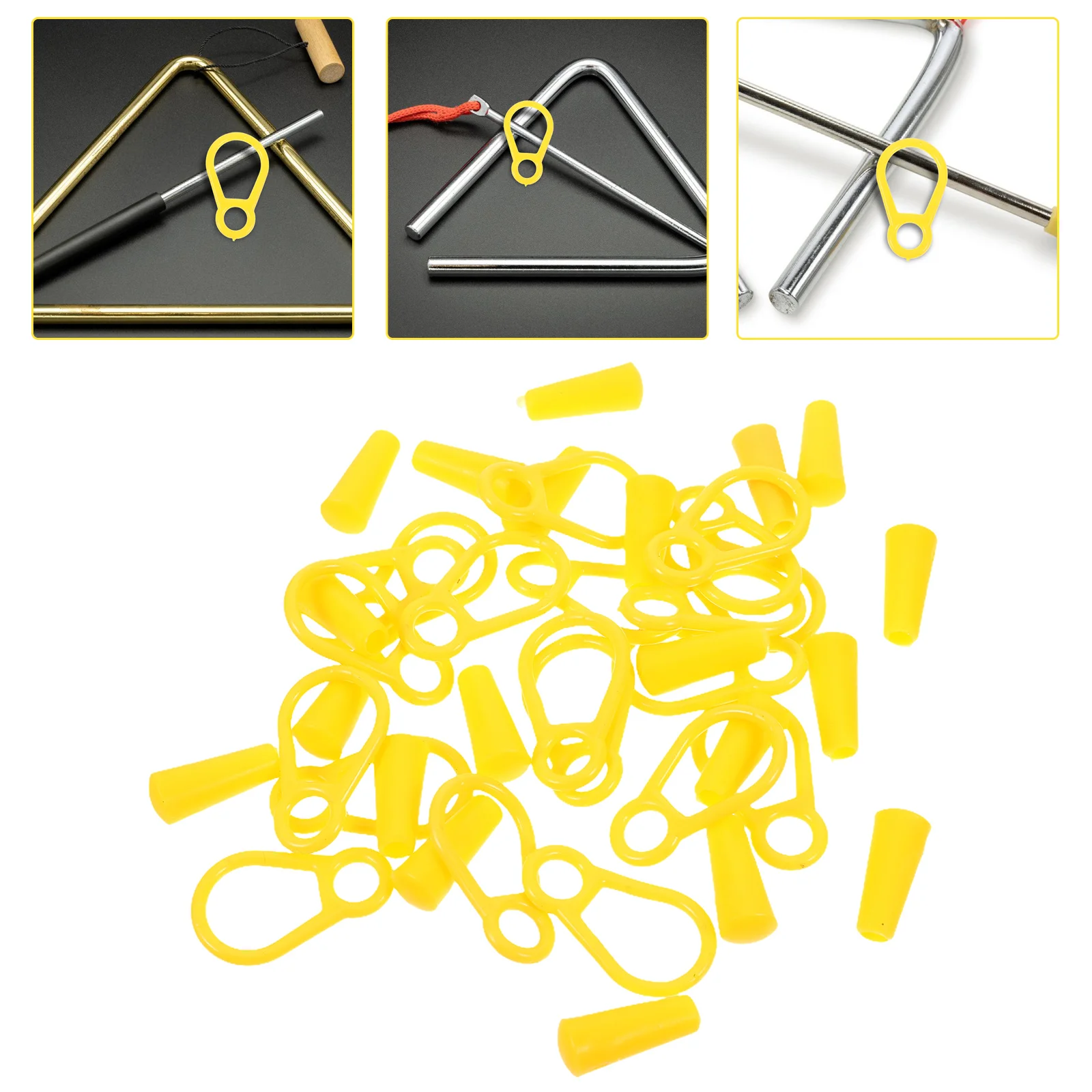 

20 Sets Triangle Iron Trap Rhythm Instrument Accessories Music Steel Striker Cover Musical Ring Plastic Parts