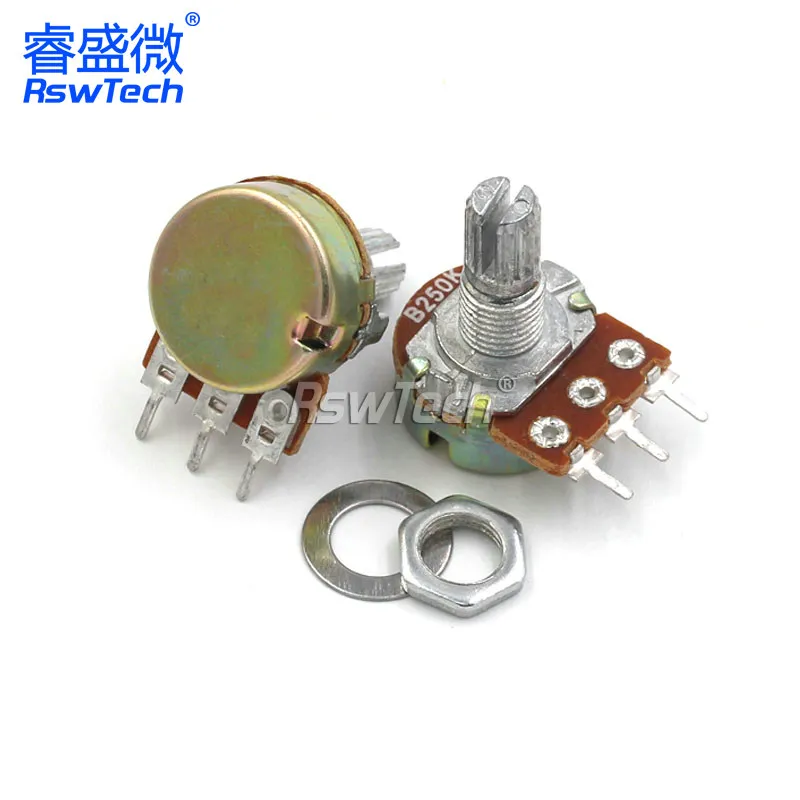 5PCS RV12MM Curved Foot Straight Foot Switch Radio Amplifier Volume Potentiometer 10K 50K With Turntable