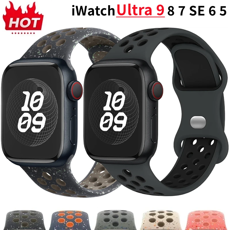 

Strap For Apple Watch Band 44mm 49mm 45mm 40mm 41mm 38mm 42mm correa Breathable Sports Bracelet iwatch series 8 SE 7 6 5 9 Ultra