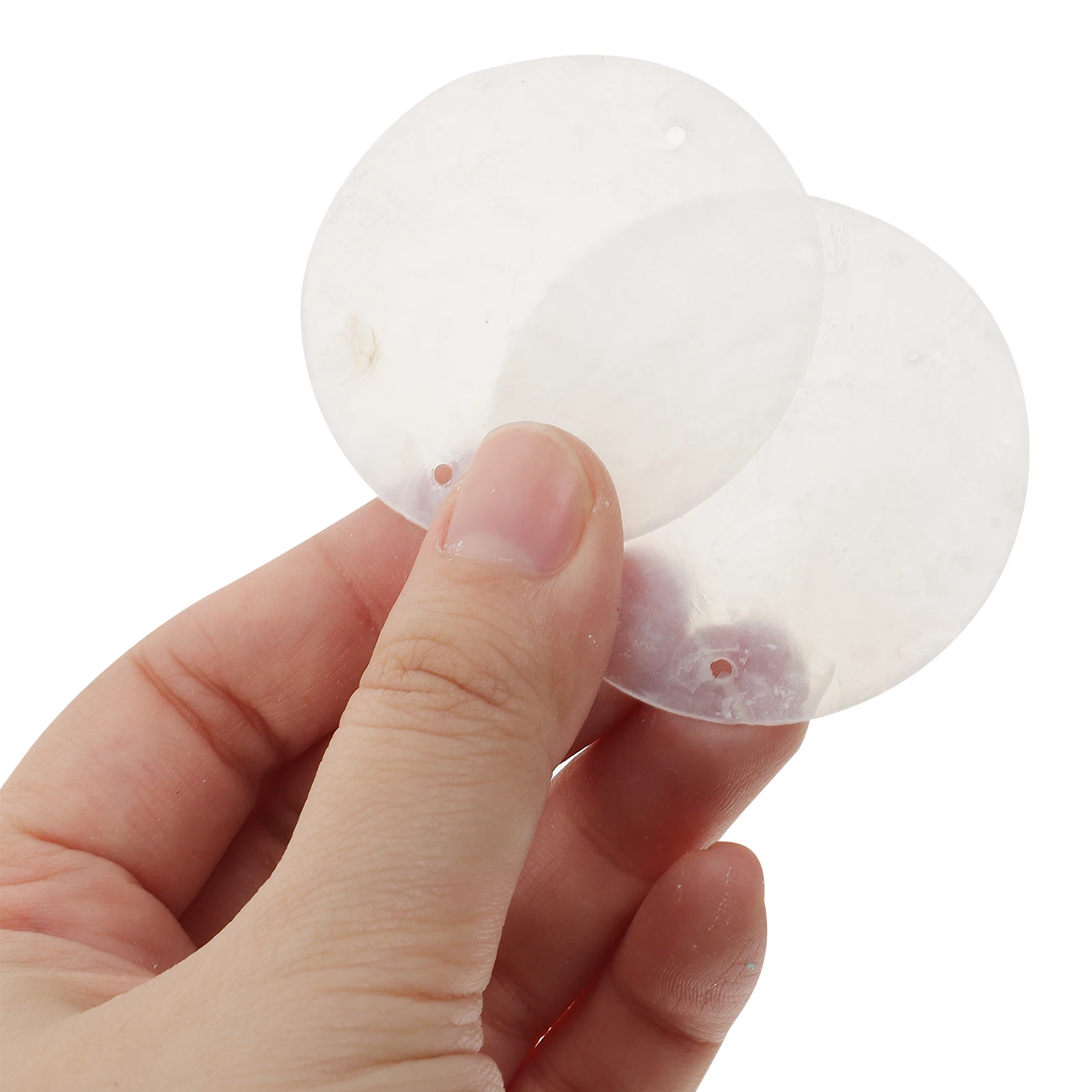 

100 Pcs 5cm White Double Hole Shell Slices Discs Round Beads For Crafts Wind Chimes Decoration Pendant