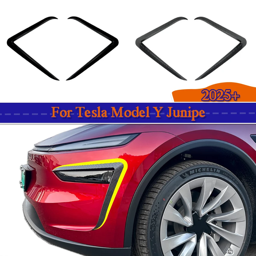 

Обновленная противотуманная фара для Tesla Model Y Juniper 2025+, передний бампер, спойлер с ножом ветра, 1 пара, крышка противотуманной фары автомобиля, отделка бровей