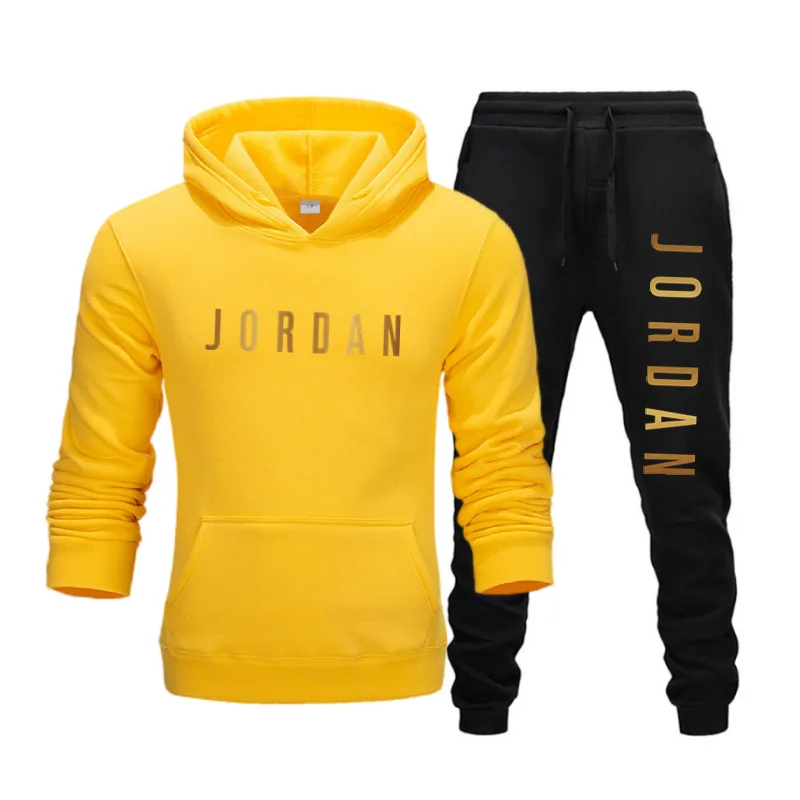 New Men\'s Fashion Casual Tracksuits Outdoor Fitness Jogging Hooded Sets Sports Luxury Hoodie + Pants Suit Clothing ﻿