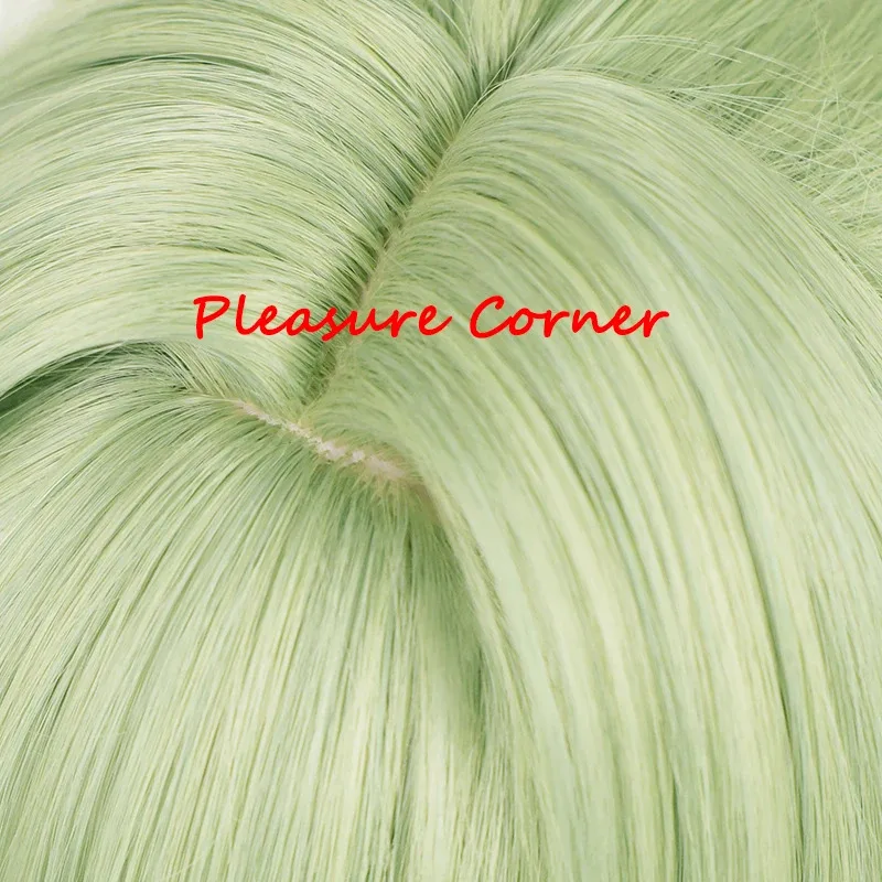 2025 Kuki Shinobu Cosplay peluca juego Genshin Impact verde claro corto con flequillo resalta pelucas de fiesta resistentes al calor