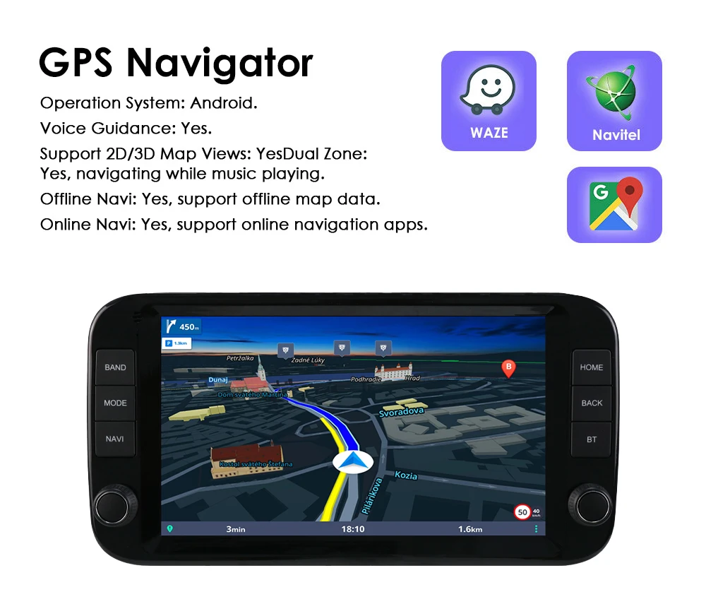 Hizpo 9-Zoll 2Din Android Auto Autoradio für Fiat Panda 2013 - 2024 Multimedia GPS-Navigation RDS DSP SWC 4G BT WiFi CarPlay – Detail 8