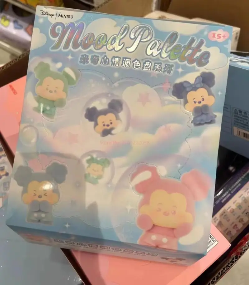 

Miniso Disney Микки Маус Палитра настроения Мини-бобы Слепая коробка Kawaii Настольный декор Коллекционная фигурка Красочный подарок для фанатов