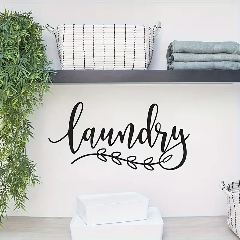 1pc Laundry Room Sign Vinyl Wall Decal Laundry Stickers Decal Quote Wall Art Stickers for Home 13.4×6.6in