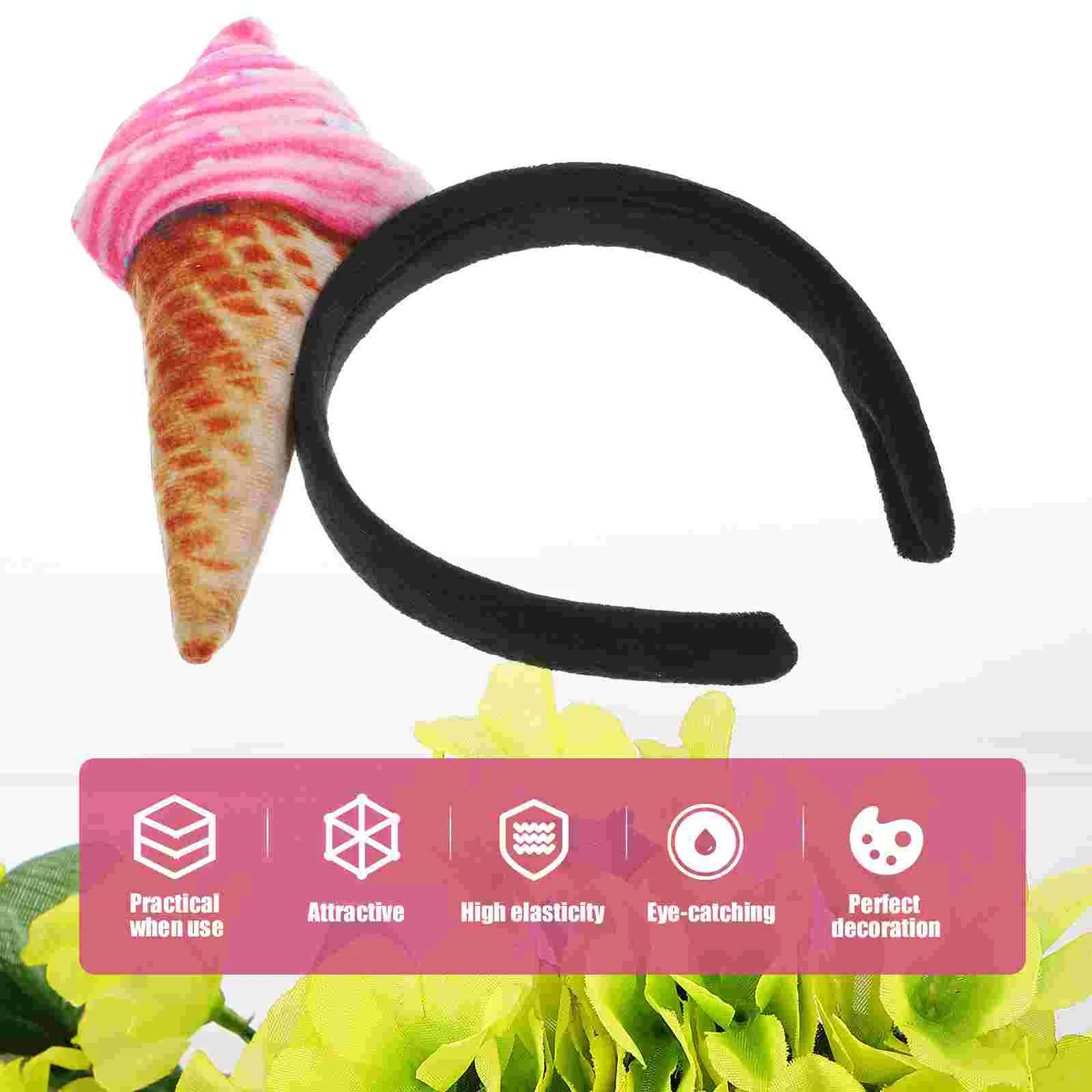 Diadema de helado, productos para el cuidado de la piel del cabello, diademas para mujeres, herramientas de peinado, tela