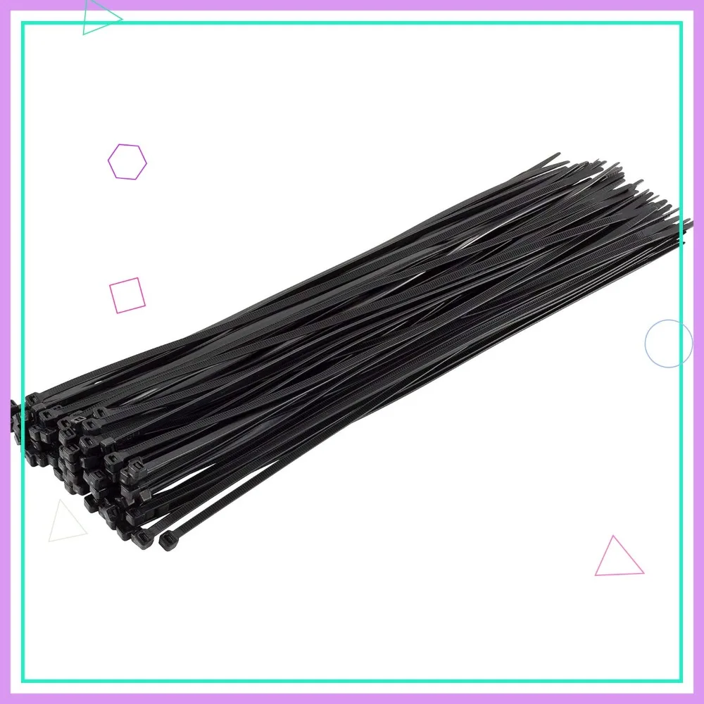 

100 Pack 14 Inch Black Zip Ties, 50lb Strength, UV Resistant Nylon Cable Ties for Indoor/Outdoor Use