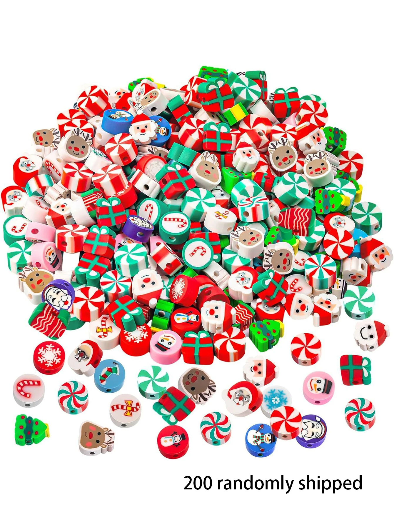 حبات طين بوليمر الكريسماس ، أساور ذاتية الصنع ، أقراط ، قلادات ، مجوهرات ، هدايا ، عشوائية ، من من من من الخيزران #4