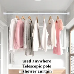 30-90cm Adjustable Metal Curtain Rod Spring Loaded Extendable Telescopic Poles for Bathroom Bar Shower No Drilling Hanging Rods