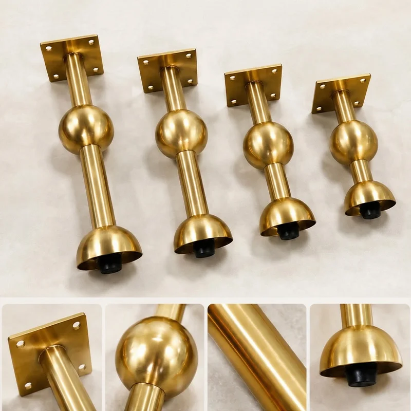 4Pcs/set Ball‑Shaped Stainless Steel Furniture Leg Heavy Duty Support Feet for Sofa TV Stand Bed Coffee Table Bathroom Cabinet