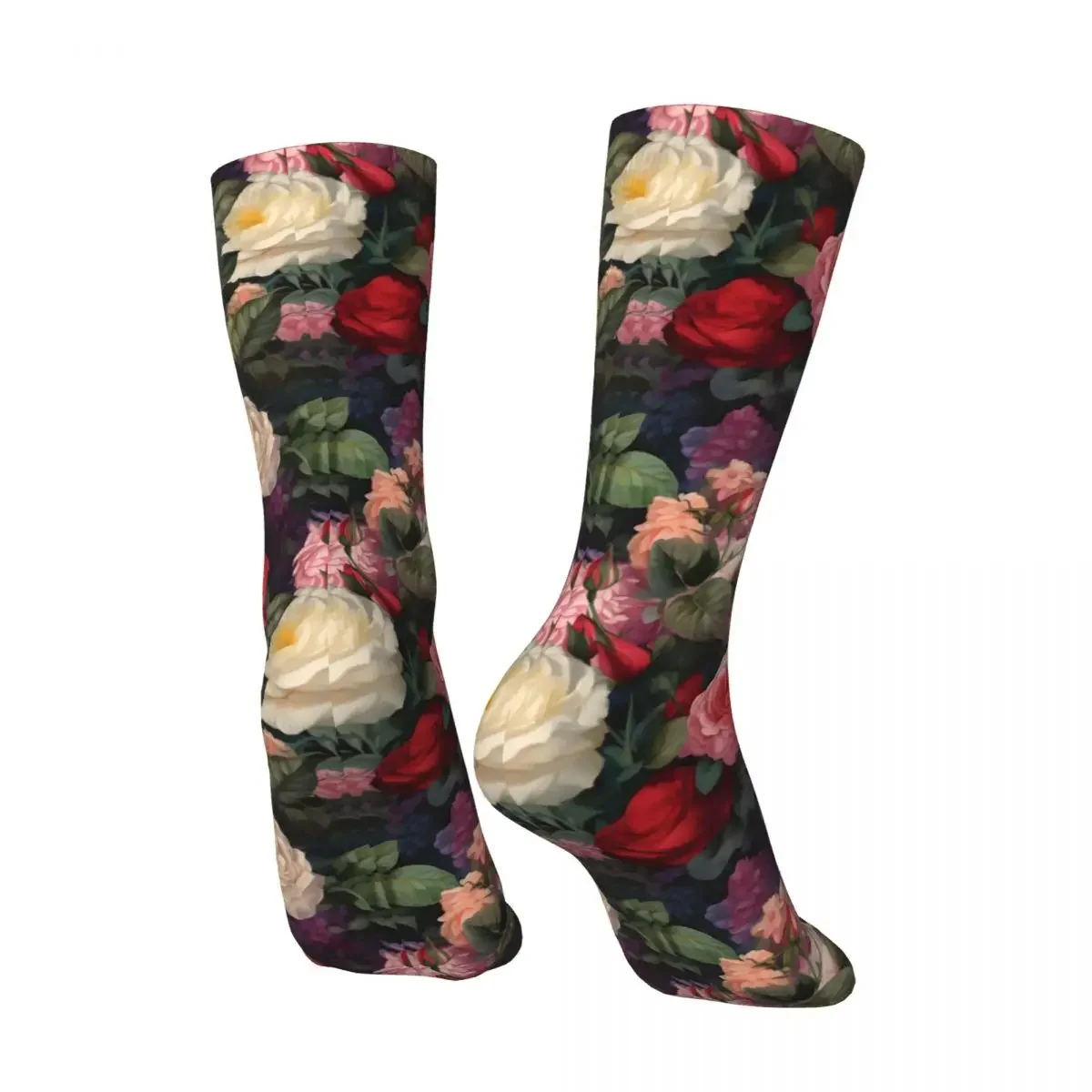 Vintage Blooming Roses Men's compression Socks Unisex Harajuku Seamless Printed Novelty Crew Sock