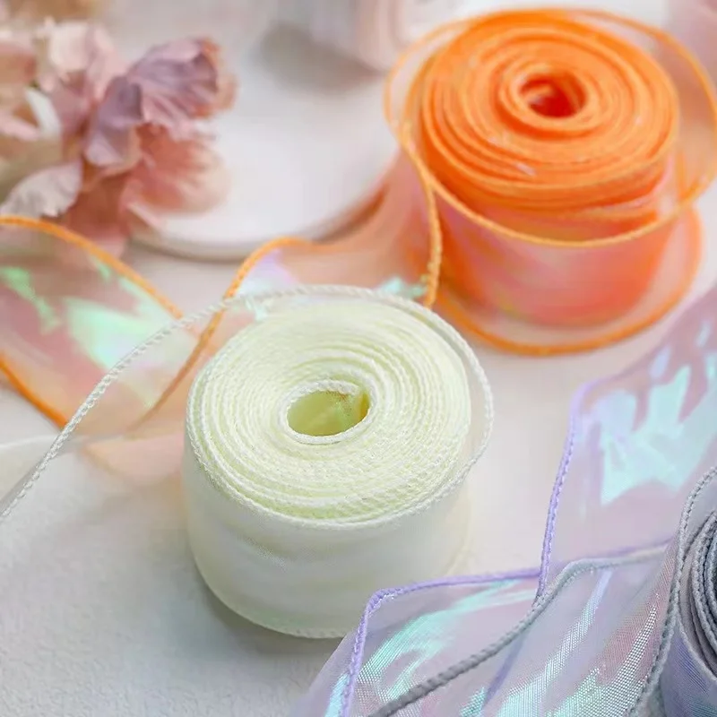 9M 4CM Fishtail Yarn Ribbon For DIY Bow Hair Ornament Bouquet Gift Wrapping Material Wave Silk Ribbons Party Decor