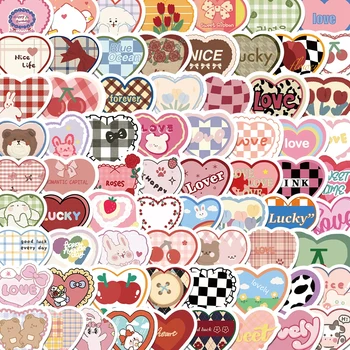 100PCS น่ารักการ์ตูน Love Heart สติกเกอร์ Kawaii Candy สีสติกเกอร์ Scrapbooking ไดอารี่สติกเกอร์โรงเรียนเครื่องเขียน Office