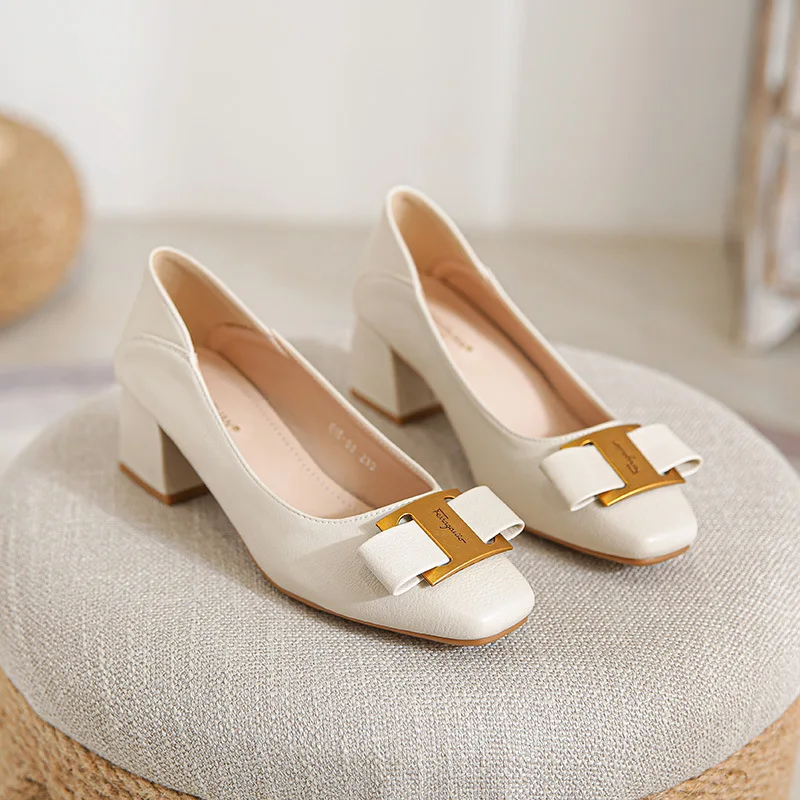 Spring/summer Career Tooling Soft Sole Work Shoes Women's New Soft Leather Flat Shoes Work Comfortable Interview Single Shoes